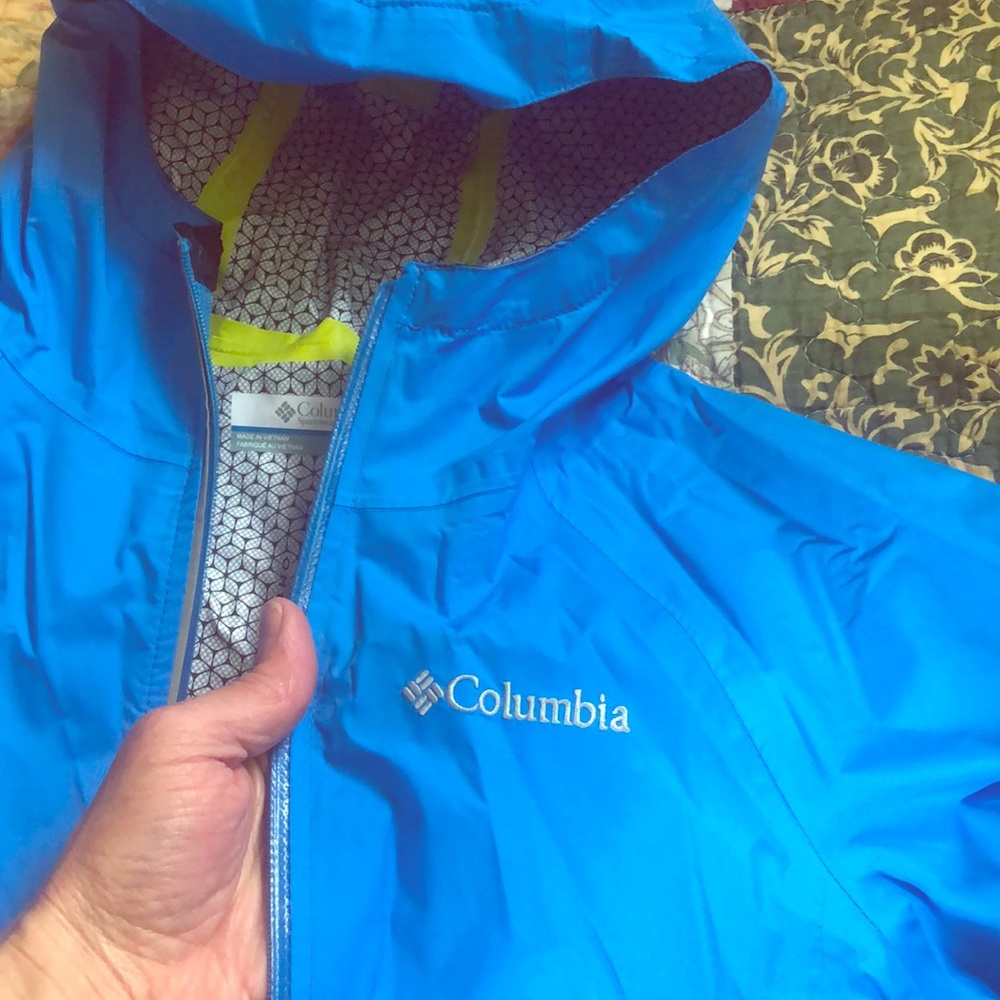 Columbia Evapouration Boys Rain Jacket, XS, Blue